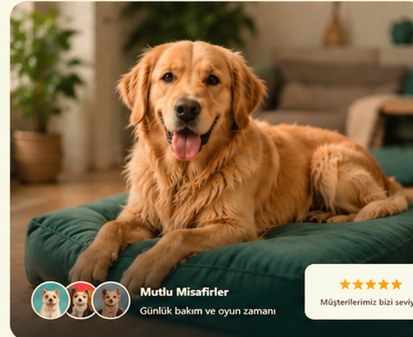 Ev ortamında mutlu bir köpek